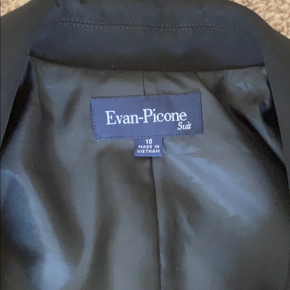 Evan-Picone, black, A-line/bell skirt suit -lined - Picture 4 of 7